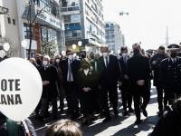 Η Κ. Σακελλαροπούλου στην πορεία μνήμης για τη συμπλήρωση 79 χρόνων από την αναχώρηση του πρώτου συρμού για το Άουσβιτς από τη Θεσσαλονίκη