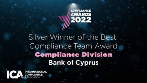Τράπεζα Κύπρου: Διεθνές Αργυρό Βραβείο στο Best Compliance Team for 2022