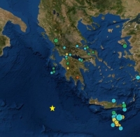 Ισχυρή σεισμική δόνηση 5,9 βαθμών στην κεντρική Μεσόγειο μεταξύ Μεθώνης και Κρήτης
